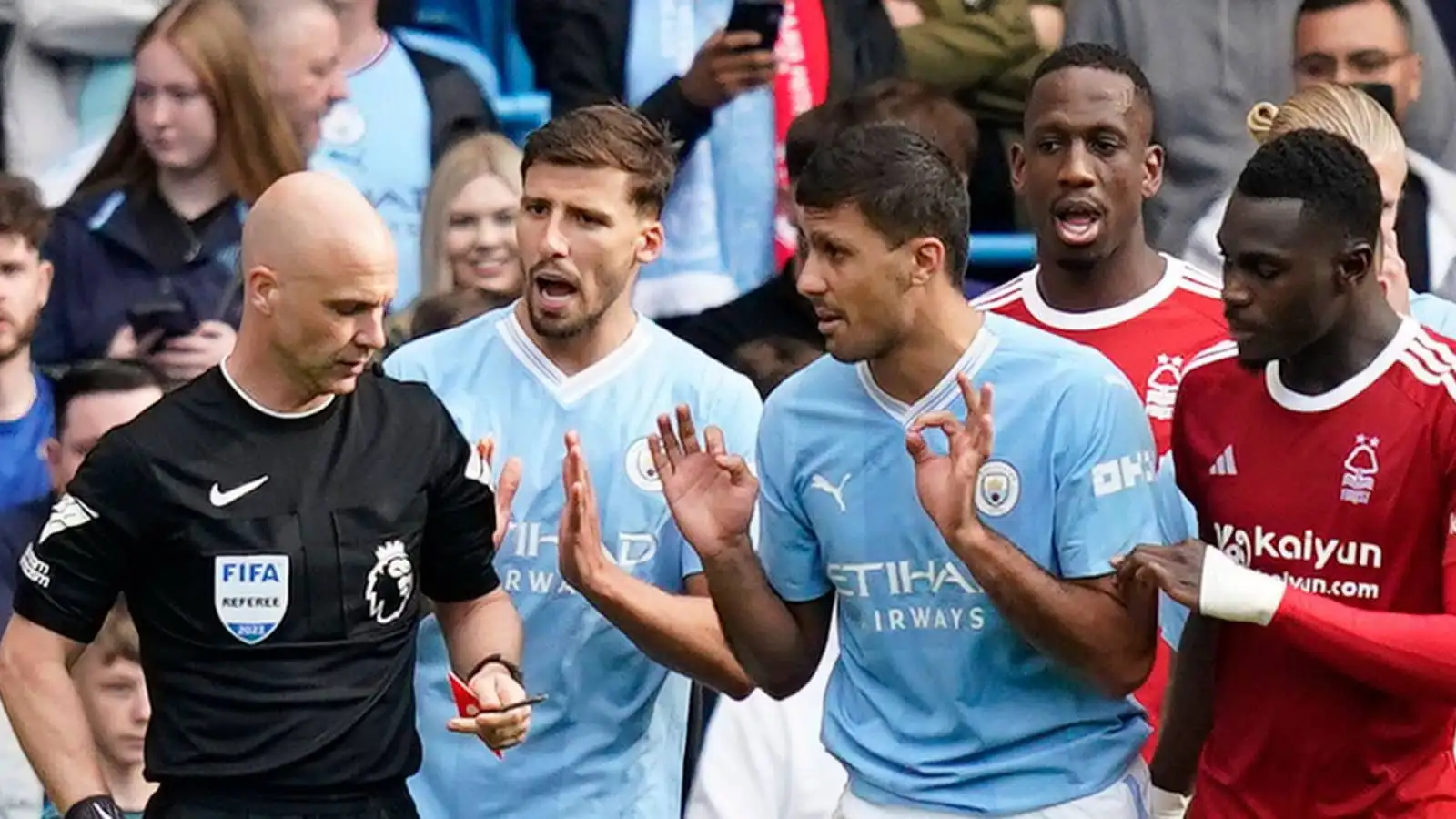 Rodri red card Man City v Forest