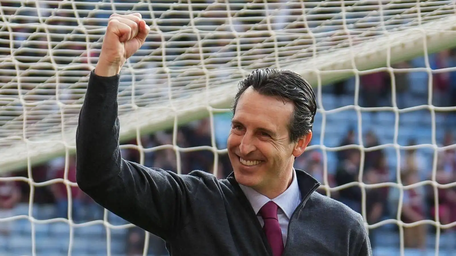 Unai Emery the Aston Villa manager celebrates