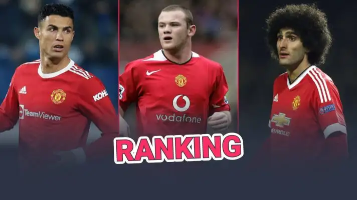 Cristiano Ronaldo, Wayne Rooney and Marouane Fellaini playing for Man Utd