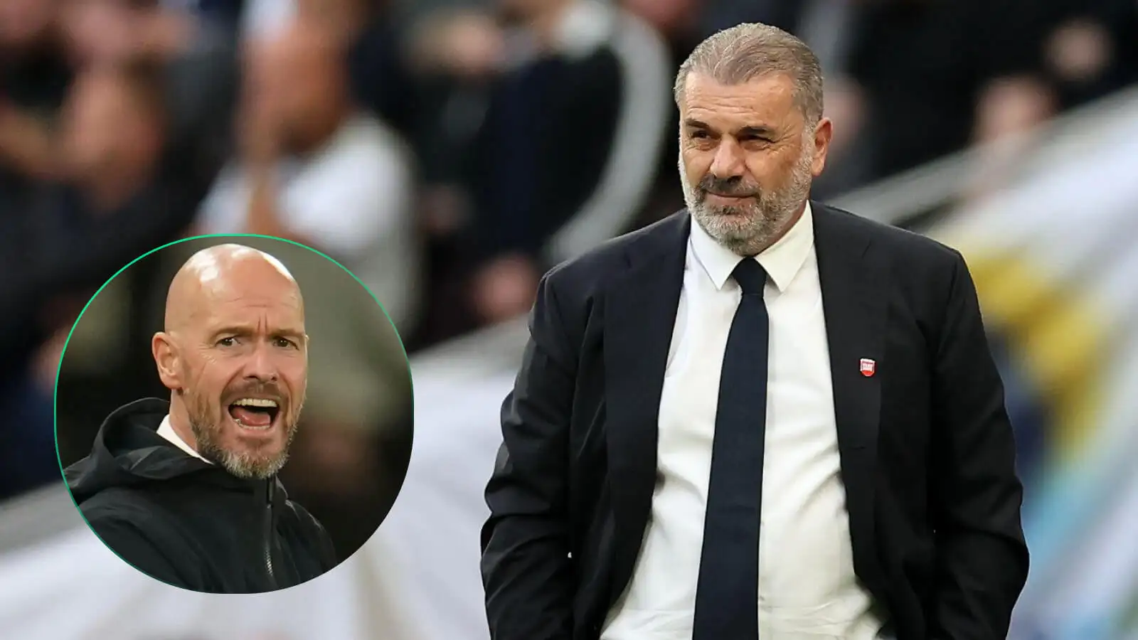 Tottenham manager Ange Postecoglou and Man Utd manager Erik ten Hag