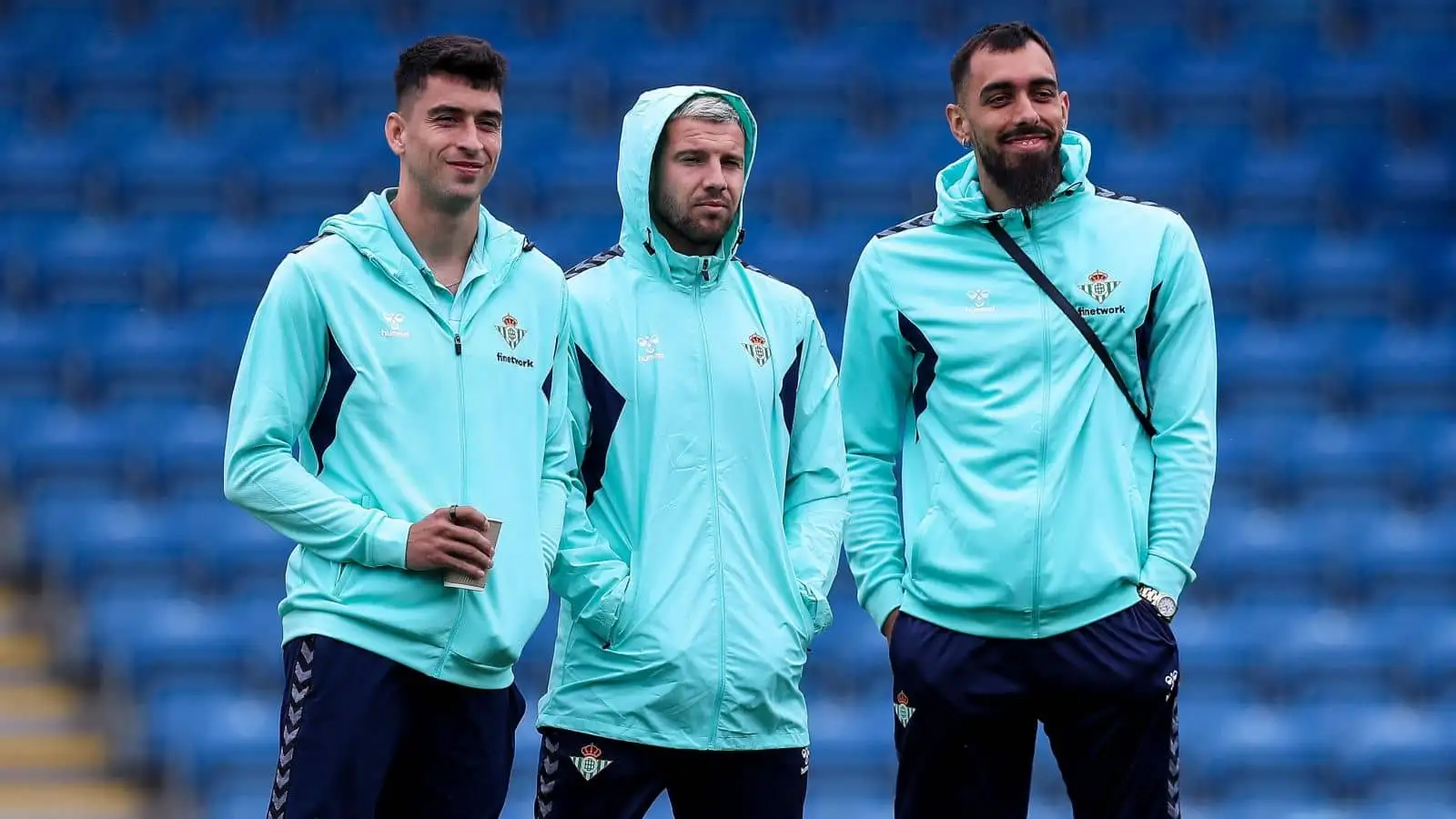 Marc Roca, Sergio Canales and Borja Iglesia of Real Betis during the Pre-season friendly match Real Betis vs Middlesbrough at SMH Group Stadiumact Stadium, Chesterfield