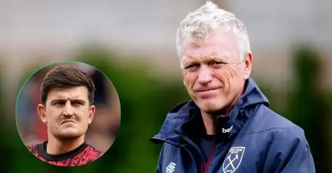 West Ham manager David Moyes and Man Utd defender Harry Maguire