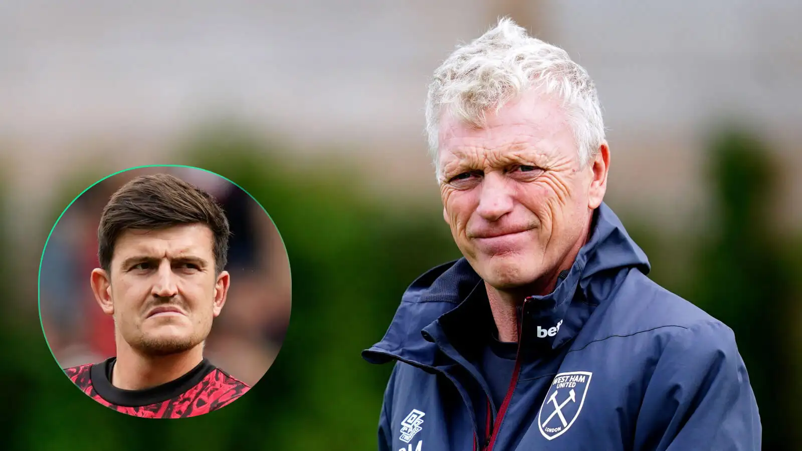 West Ham manager David Moyes and Man Utd defender Harry Maguire