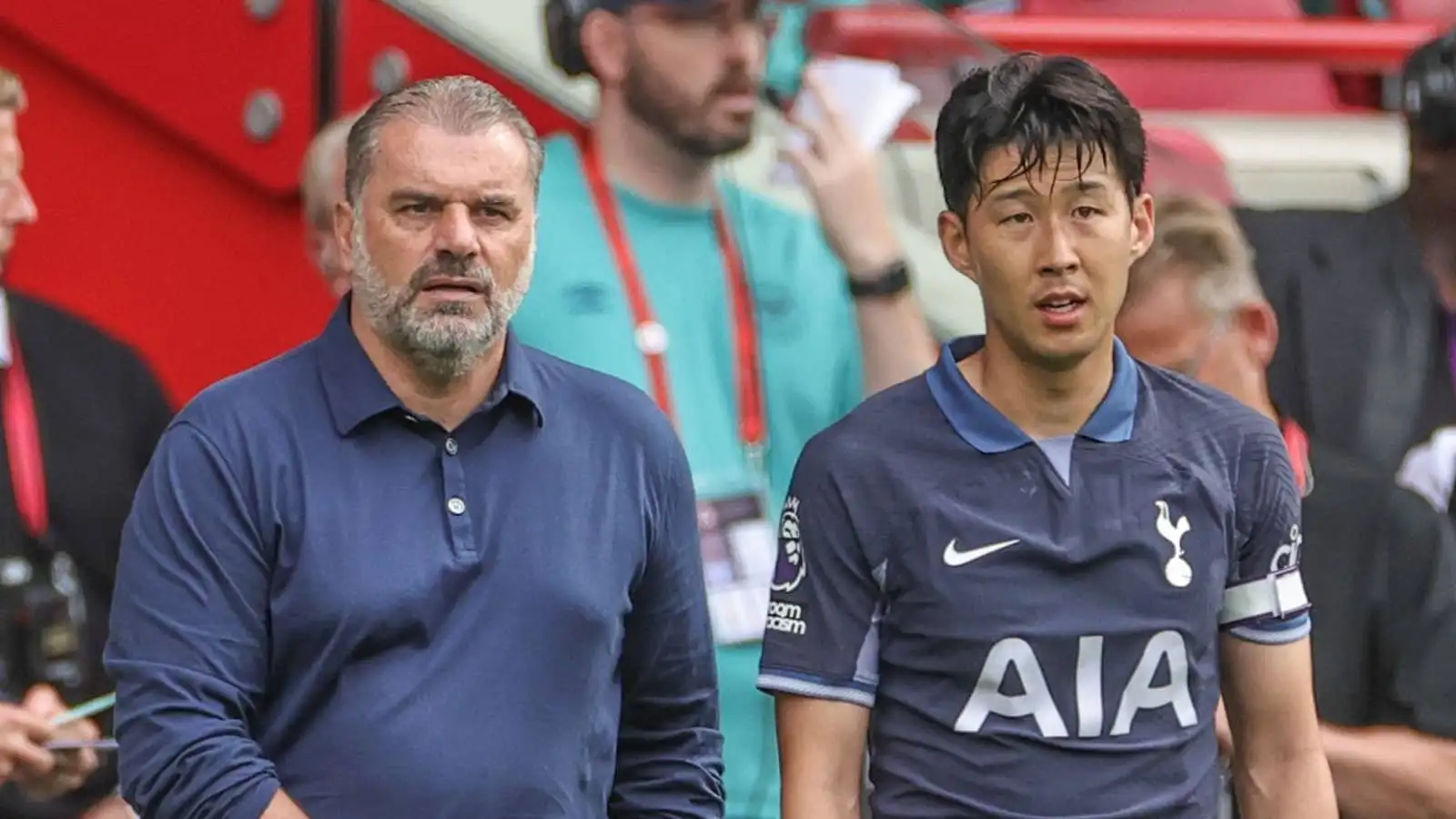 Tottenham manager Ange Postecoglou and captain Son Heung-min