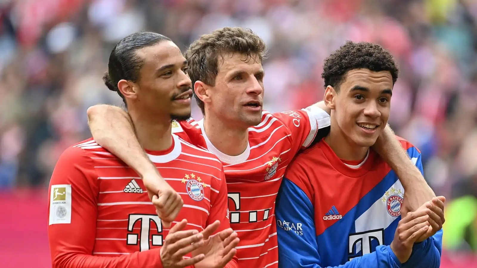 Leroy Sane, Thomas Muller and Jamal Musiala, Bayern