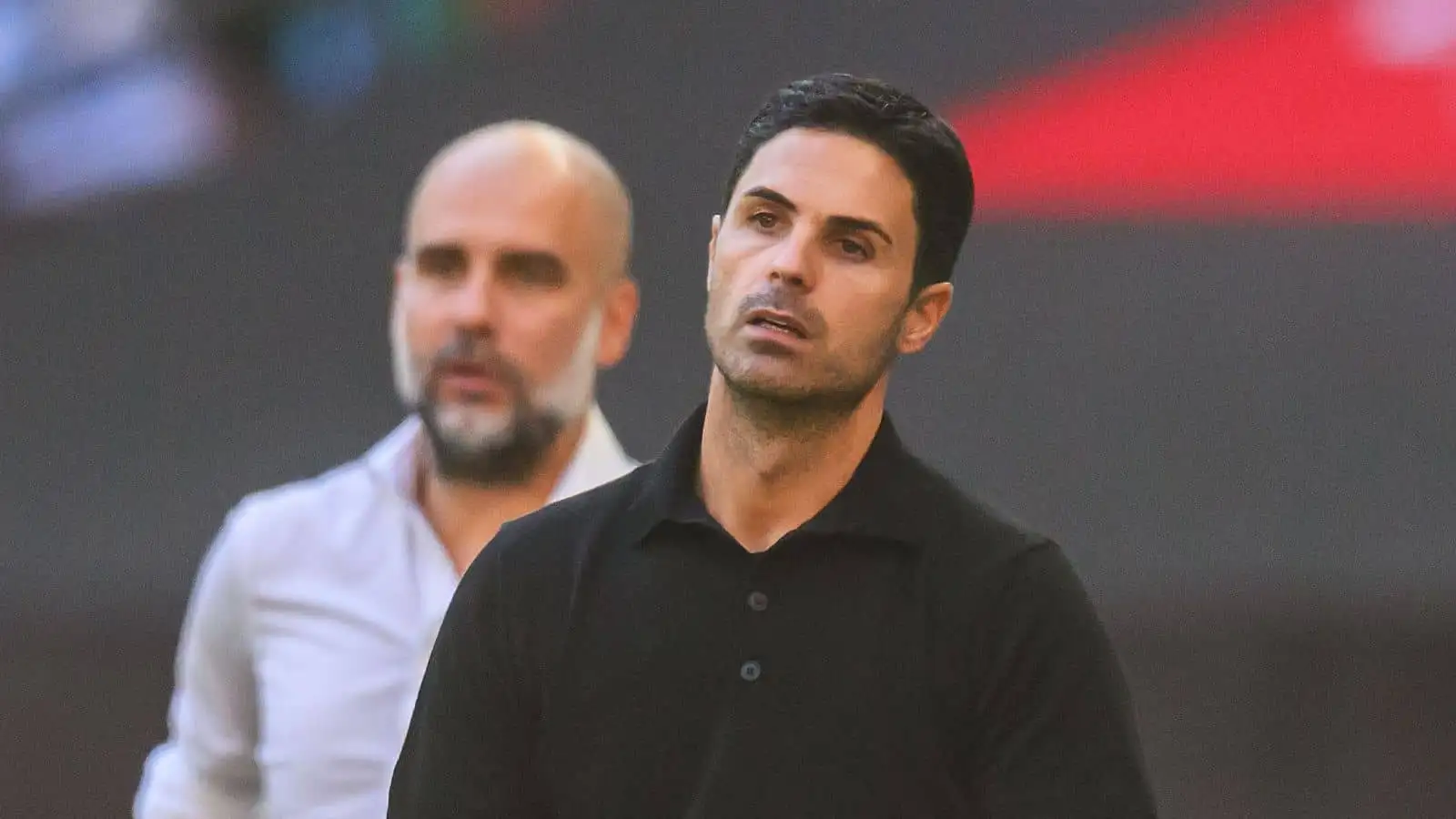 Arsenal manager Mikel Arteta with Man City boss Pep Guardiola