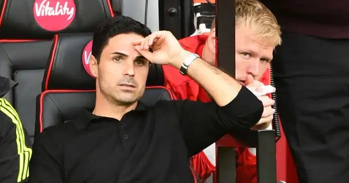 Arsenal Mikel Arteta and Aaron Ramsdale