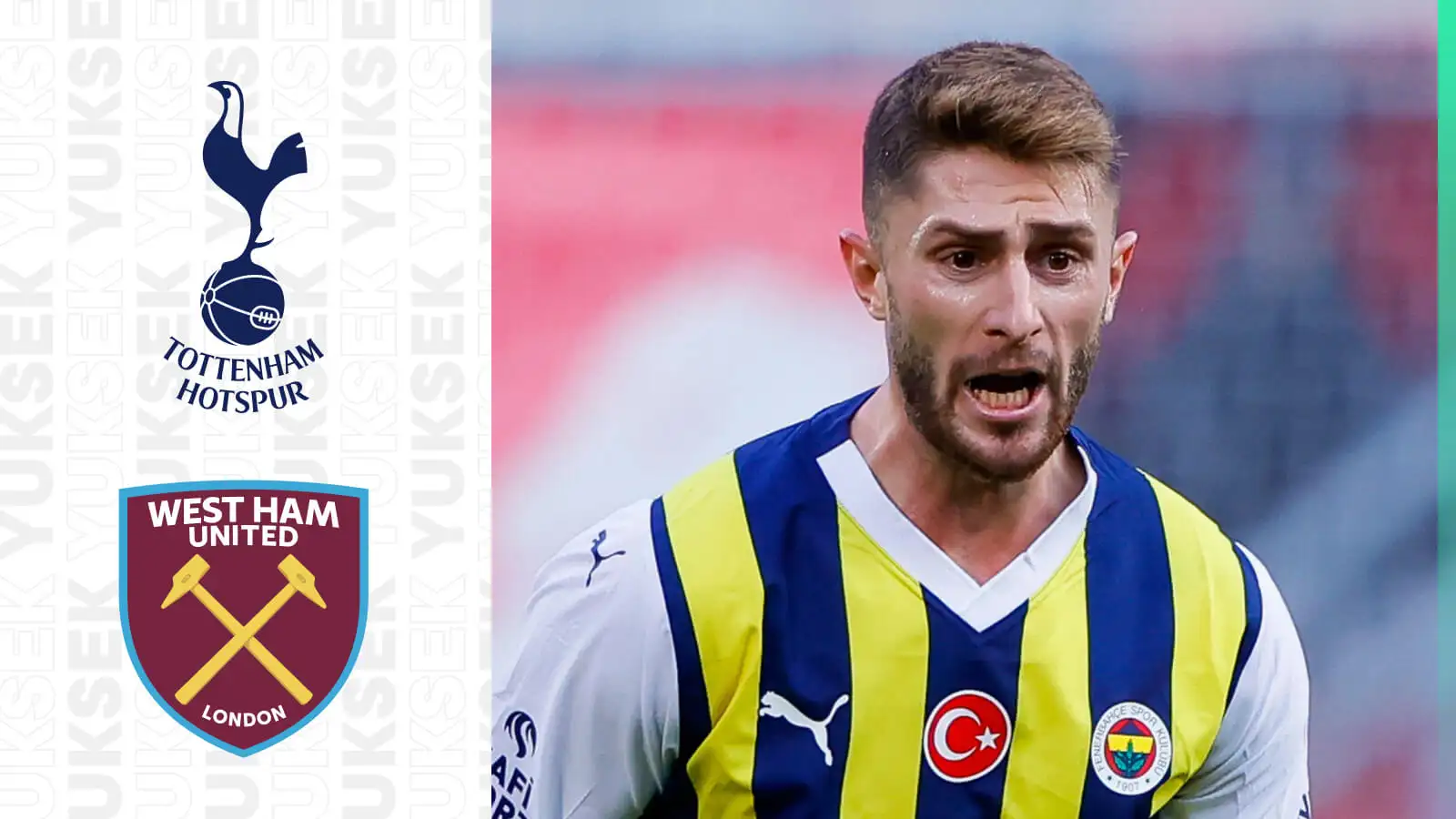 Fenerbahce midfielder Ismail Yuksek, Tottenham, West Ham badges