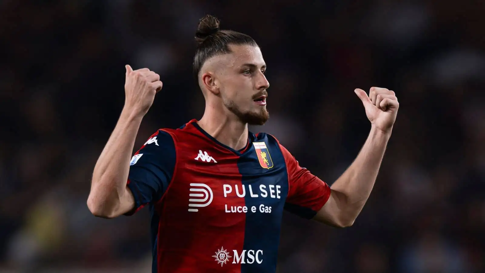 Radu Dragusin of Genoa CFC gestures during the Serie A football match between Genoa CFC and AS Roma