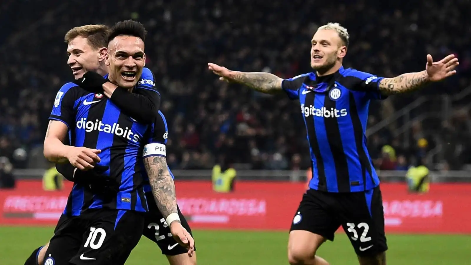 Nicolo Barella, Lautaro Martinez and Federico Dimarco, Inter