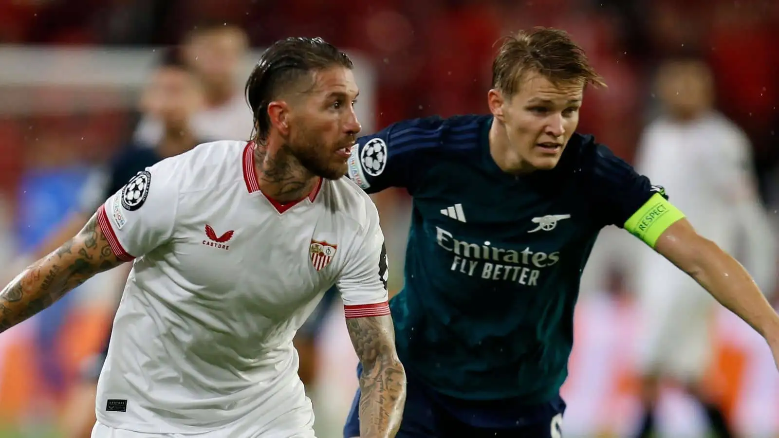 Sergio Ramos, Martin Odegaard Sevilla v Arsenal