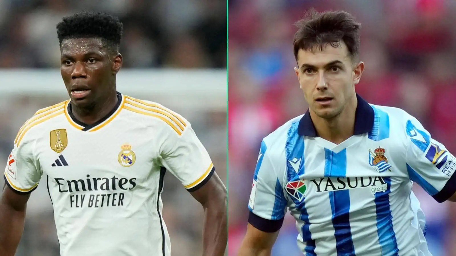 Real Madrid midfielder Aurelien Tchouameni and Martin Zubimendi of Real Sociedad are both Arsenal targets