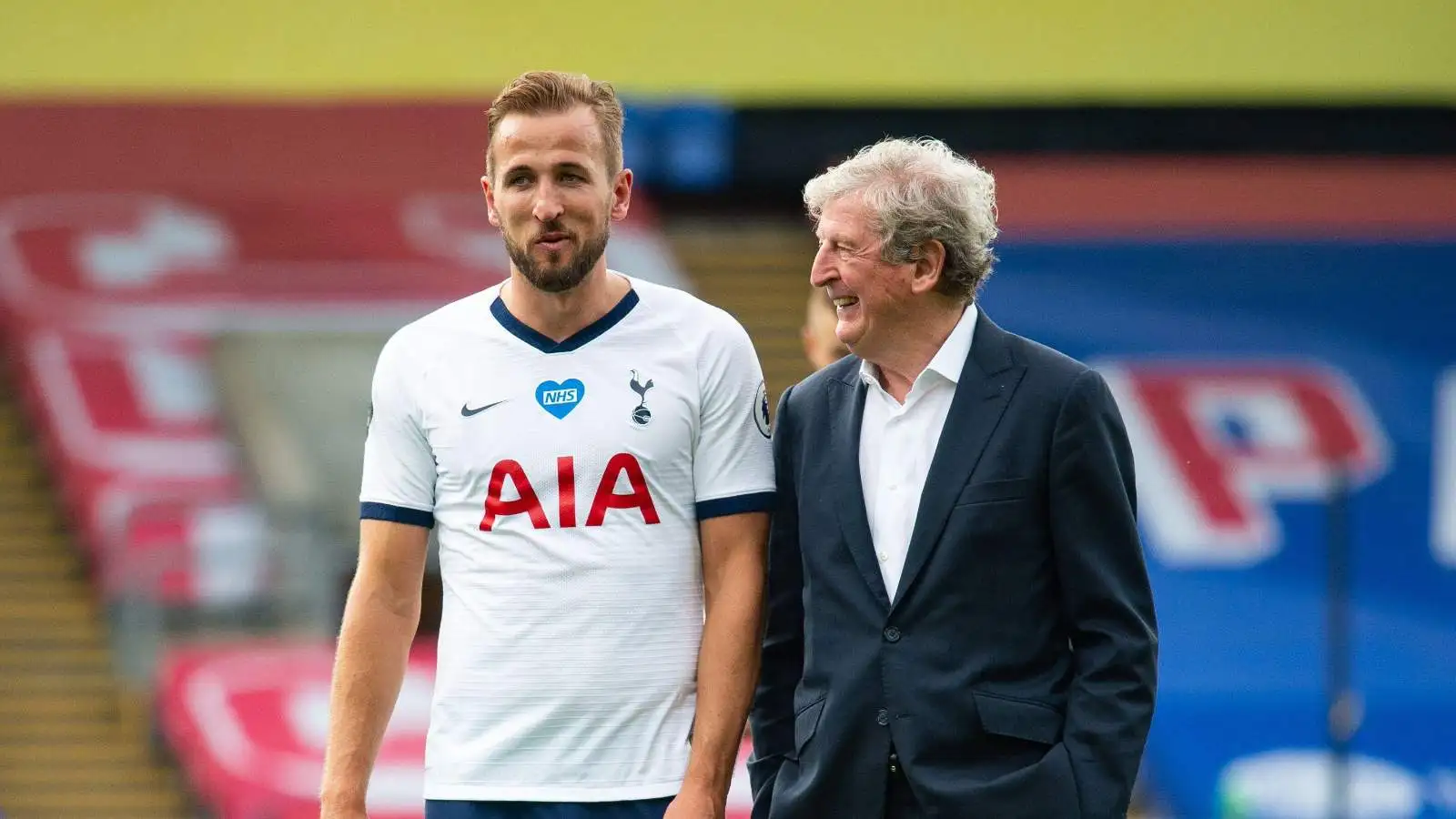 Crystal Palace manager Roy Hodgson with Harry Kane in 2020