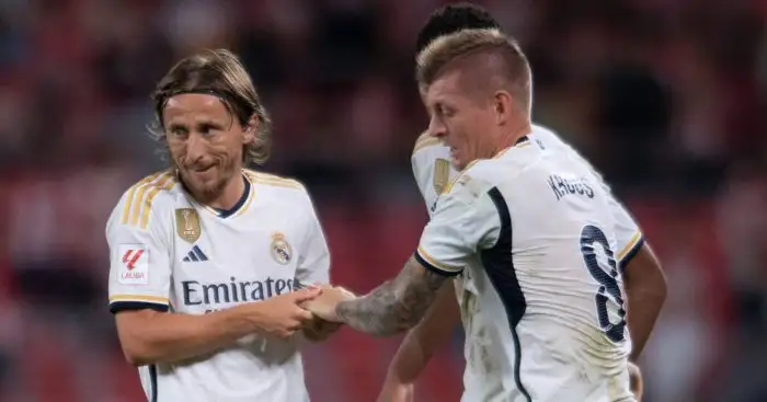 Real Madrid midfielders Luka Modric and Toni Kroos