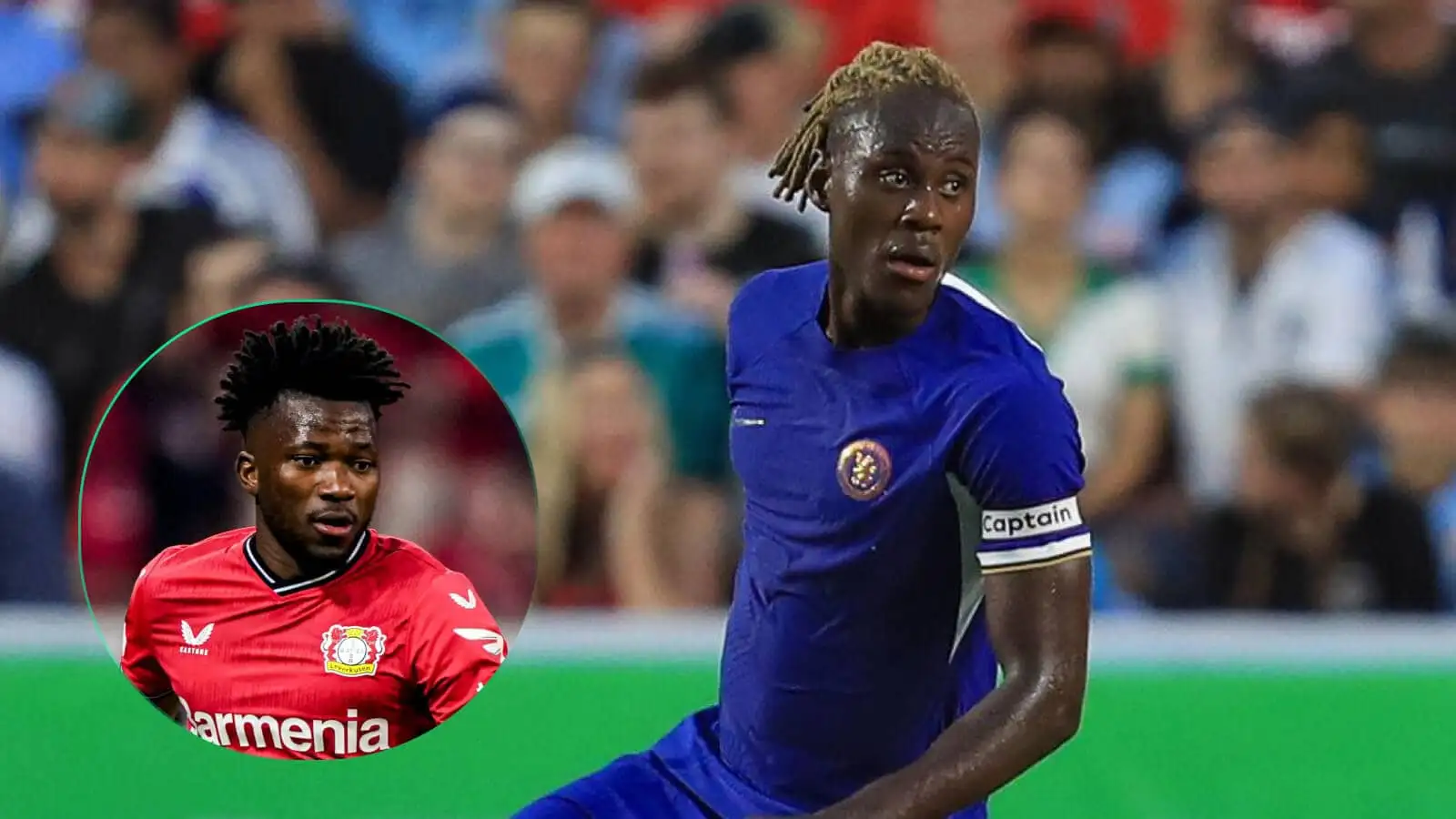 Chelsea defender Trevoh Chalobah and Bayer Leverkusen's Edmond Tapsoba