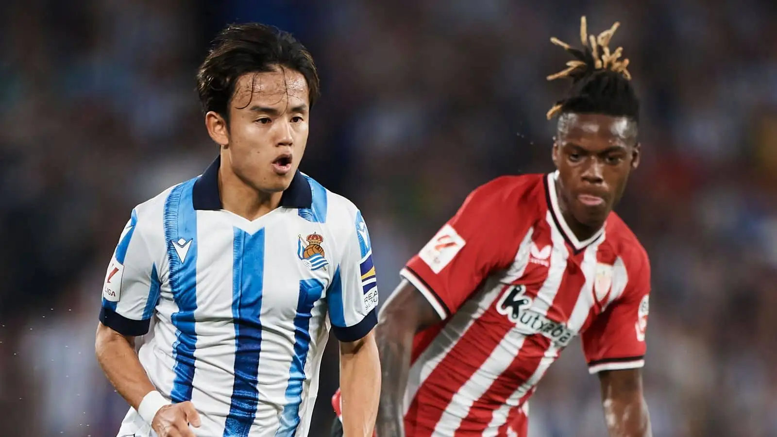 Real Sociedad winger Takefusa Kubo and Athletic Club forward Nico Williams