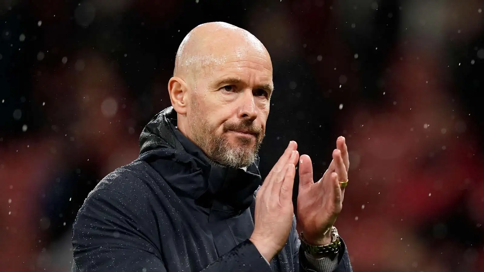 Erik ten Hag manager of Manchester United applauds the fans