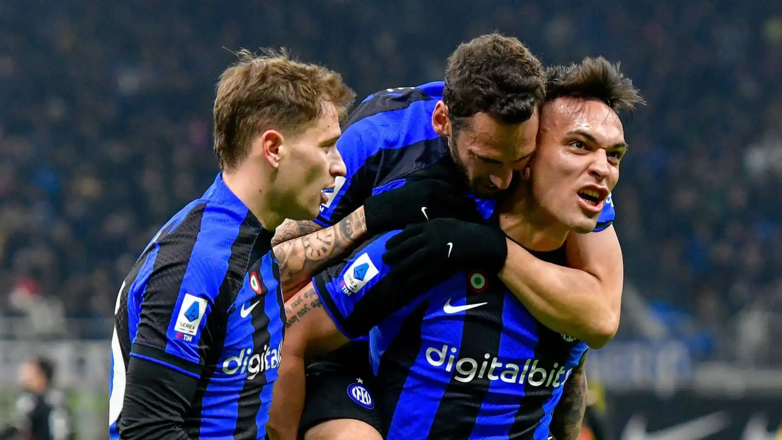 Inter trio Nicolo Barella, Hakan Calhanolgu and Lautaro Martinez