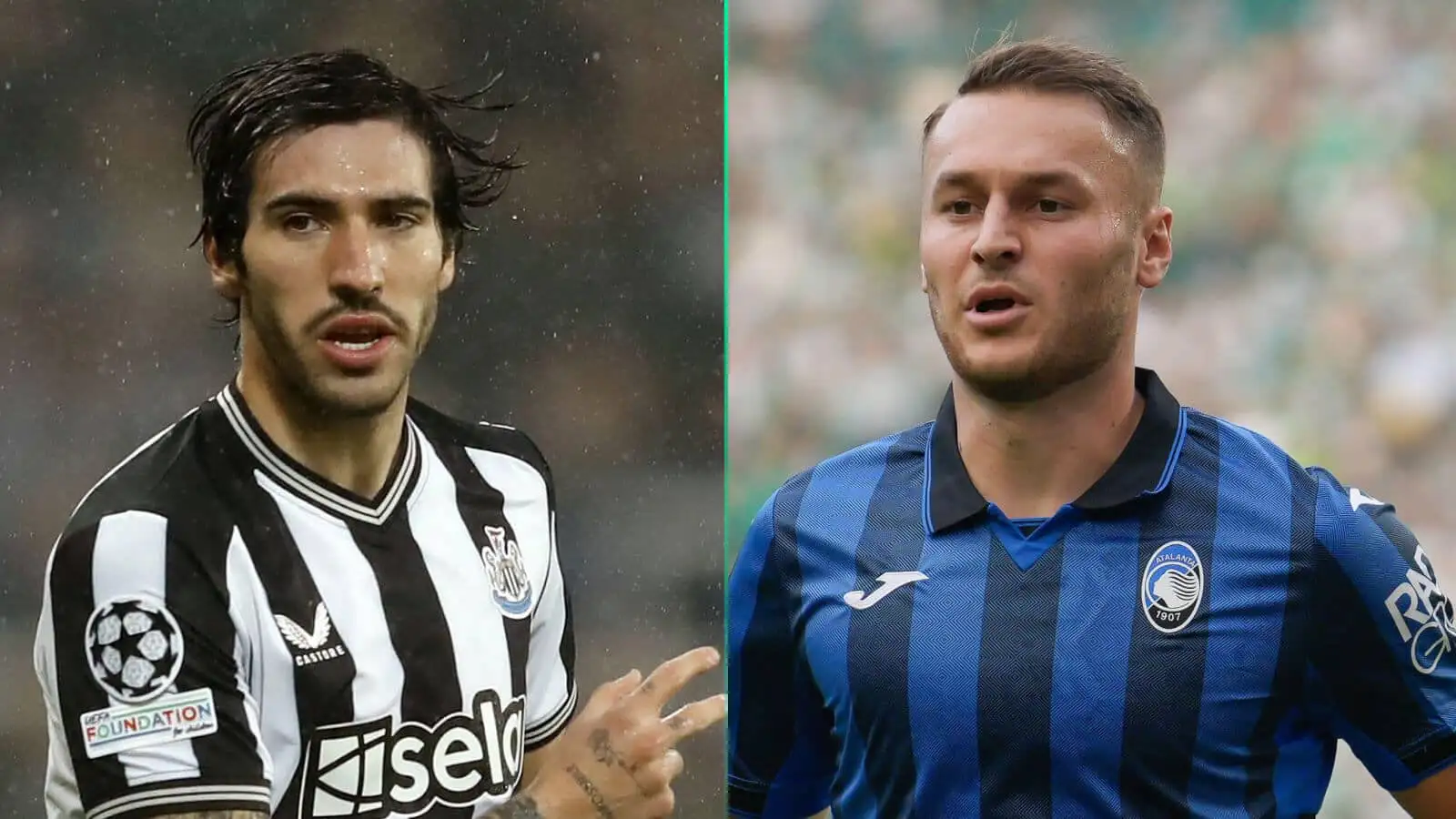 Newcastle's Sandro Tonali and Atalanta's Teun Koopmeiners