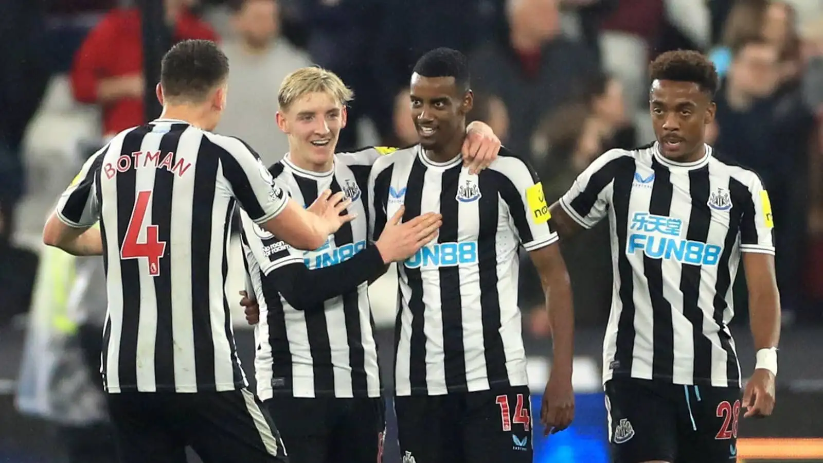 Sven Botman, Anthony Gordon, Alexander Isak and Joe Willock, Newcastle