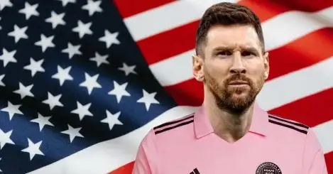 Lionel Messi with the Inter Miami jersey and the USA flag
