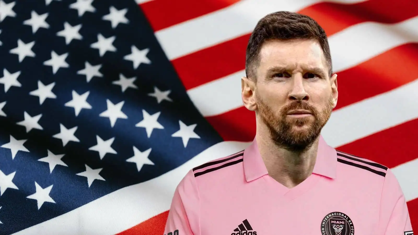 Lionel Messi with the Inter Miami jersey and the USA flag