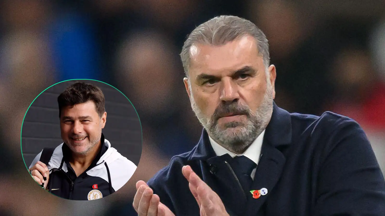 Tottenham manager Ange Postecoglou and Chelsea manager Mauricio Pochettino