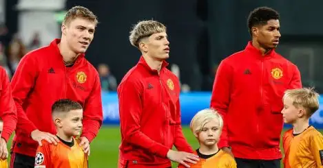 Alejandro Garnacho, Rasmus Hojlund, Marcus Rashford, Manchester United, November 2023