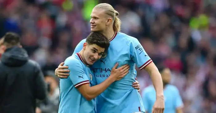 Erling Haaland, Julian Alvarez, Manchester City, April 2023