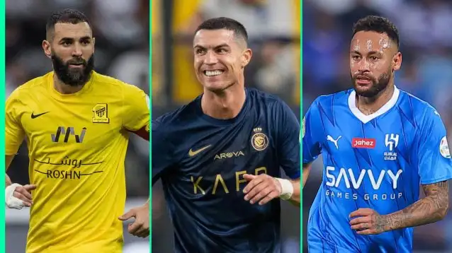 Karim Benzema at Al-Ittihad, Cristiano Ronaldo at Al-Nassr and Neymar at Al Hilal