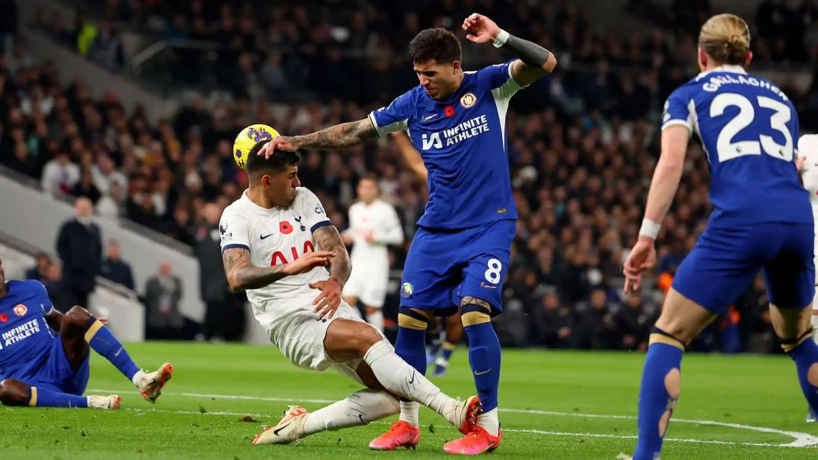 Cristian Romero, Enzo Fernandez Tottenham v Chelsea