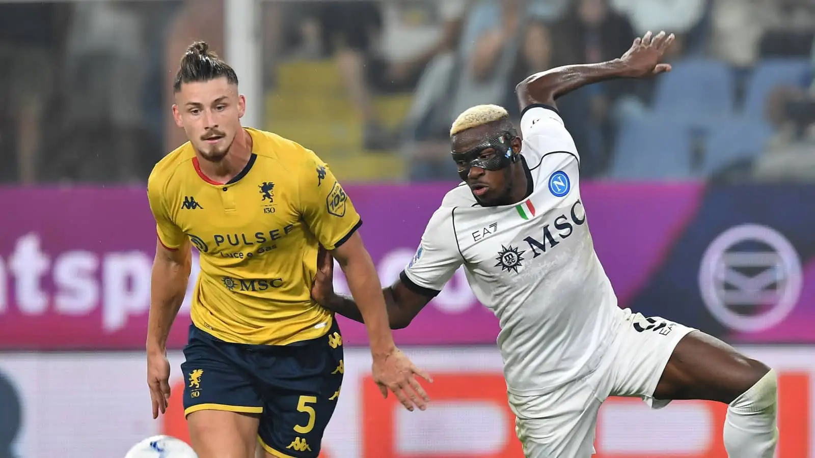 Genoa centre-back Radu Dragusin and Napoli striker Victor Osimhen