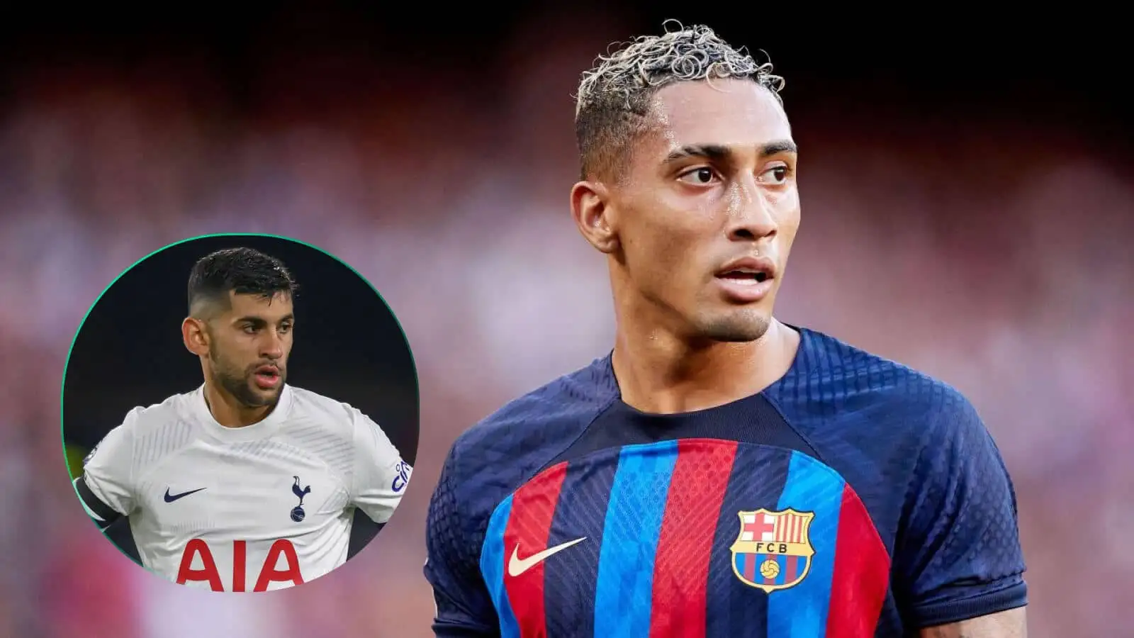 Barcelona star Raphinha and Cristian Romero of Tottenham could reportedly swap clubs