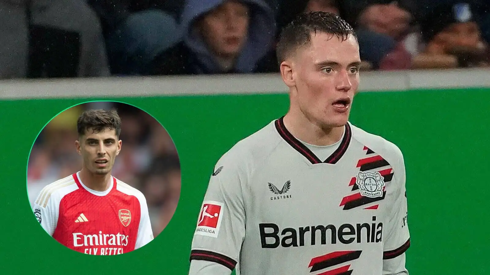 Kai Havertz of Arsenal and Bayer Leverkusen star Florian Wirtz