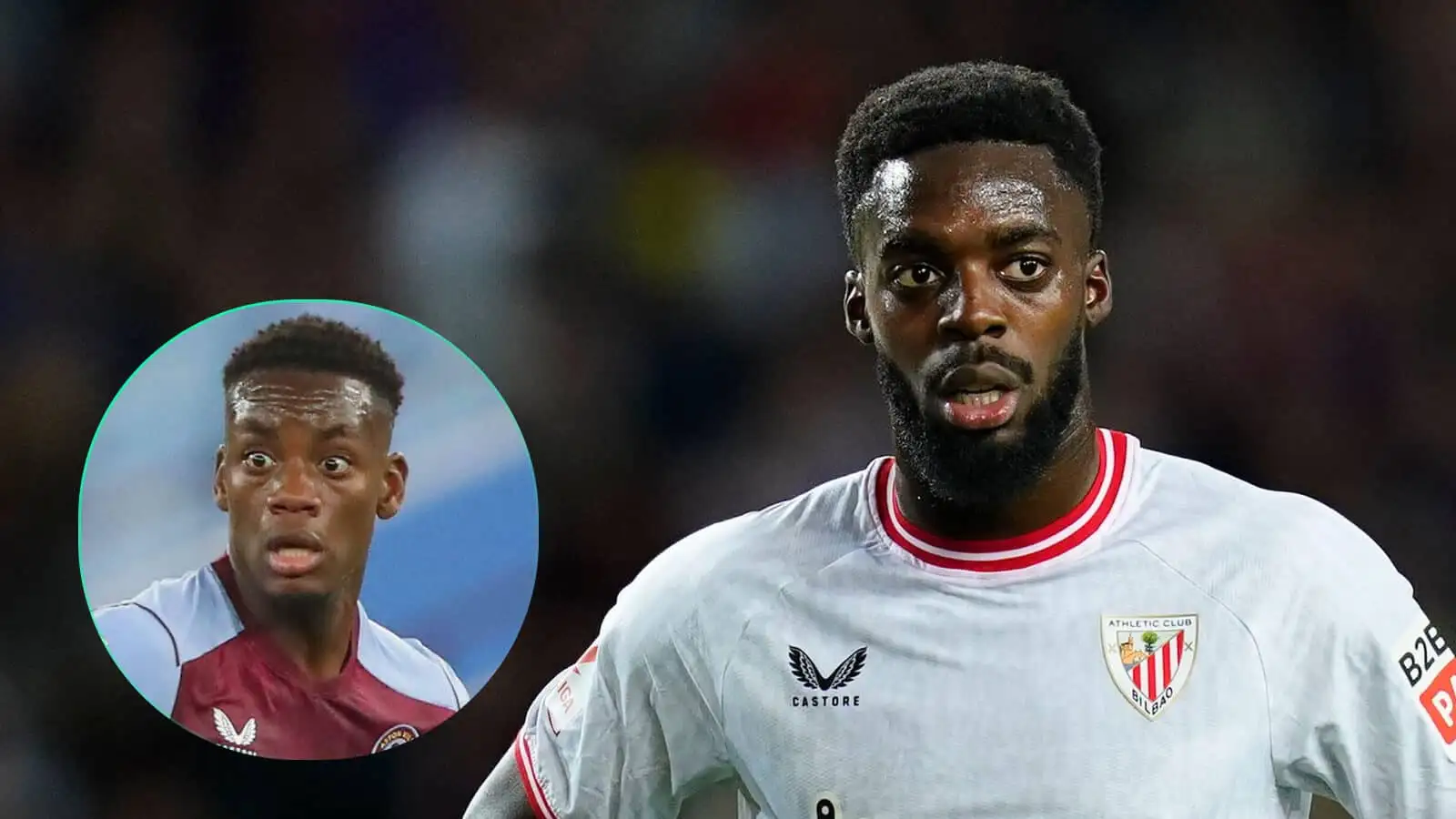 Athletic Club winger Inaki Williams and Aston Villa forward Jhon Duran