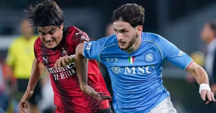 Milan midfielder Luka Romero and Napoli winger Khvicha Kvaratskhelia