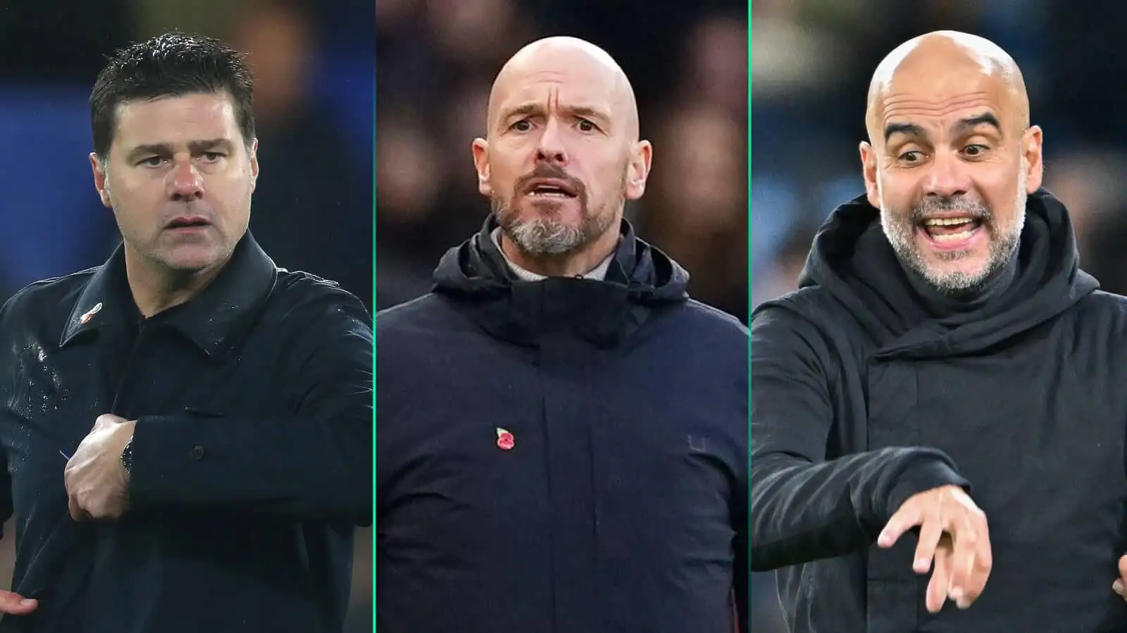 Mauricio Pochettino, Erik ten Hag and Pep Guardiola