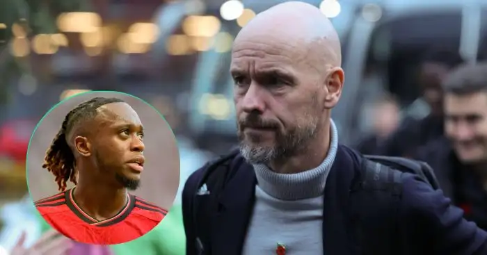 Man Utd manager Erik ten Hag and right-back Aaron Wan-Bissaka