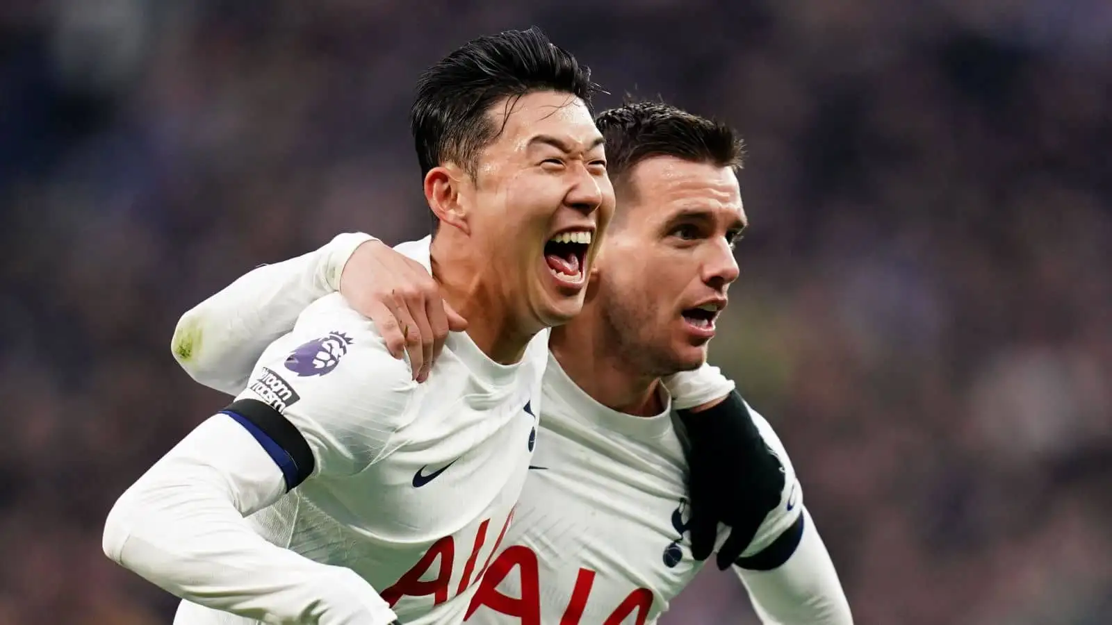 Son Heung-min and Giovani Lo Celso celebrating for Tottenham