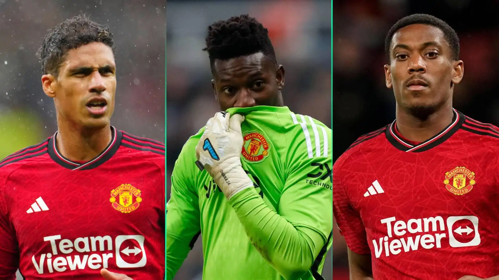 Raphael Varane, Andre Onana and Anthony Martial of Manchester United are all being tipped to leave