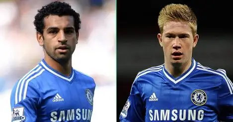 Liverpool legend Mohamed Salah and Kevin de Bruyne, now a Man City legend, during their Chelsea days