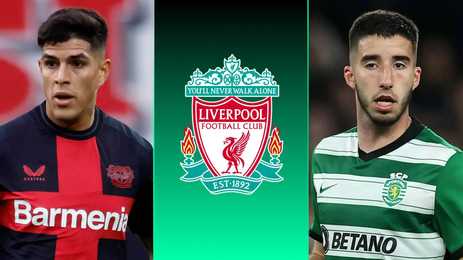 Bayer Levekusen defender Piero Hincapie and Goncalo Inacio of Sporting Lisbon are Liverpool targets