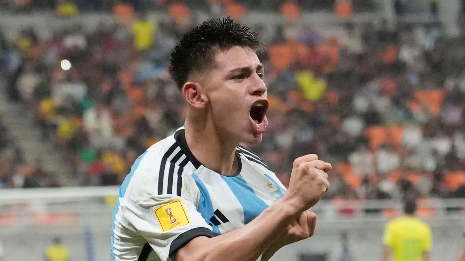 Argentina's Claudio Echeverri celebrates