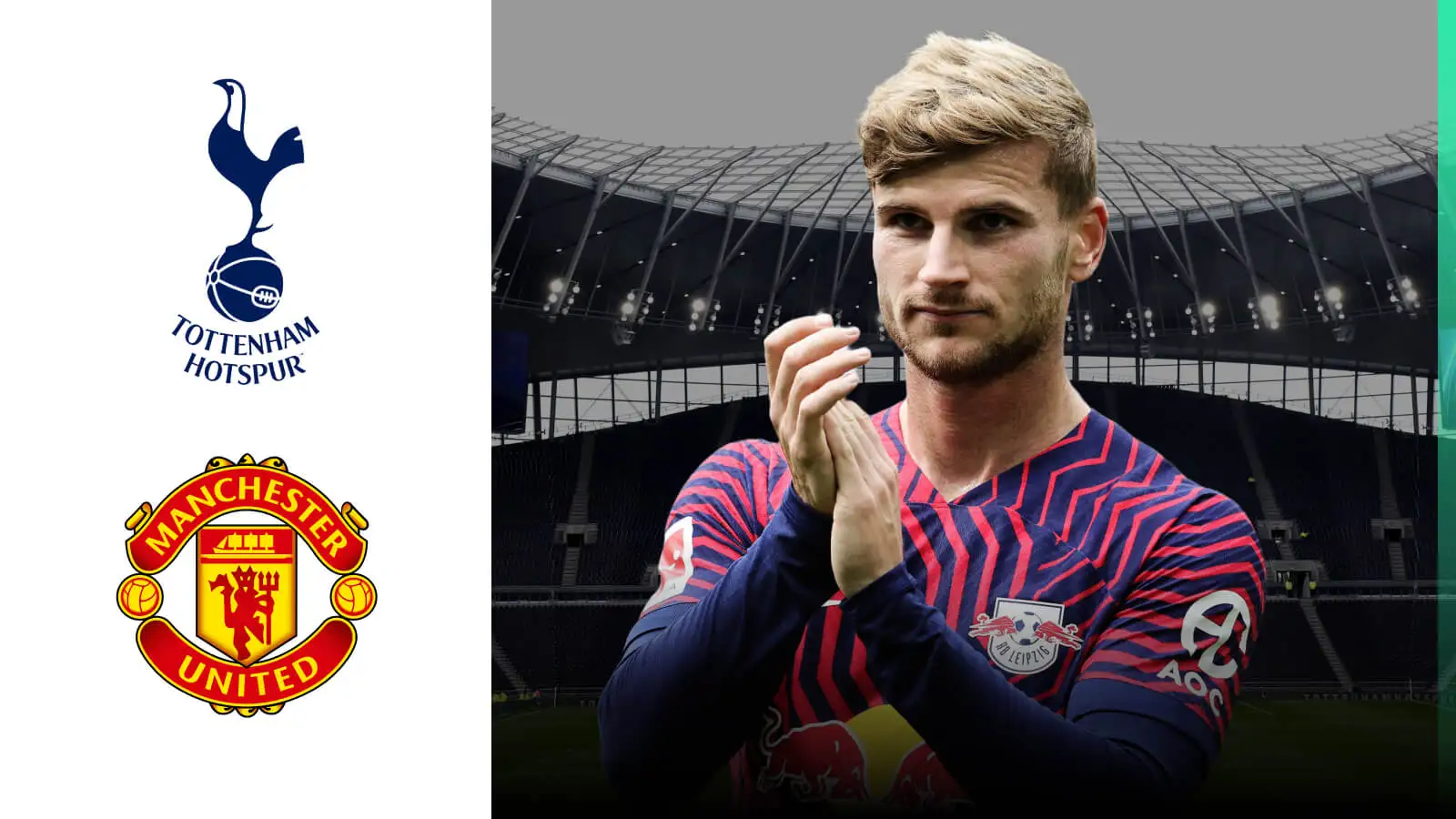 RB Leipzig striker Timo Werner, Tottenham, Man Utd badges