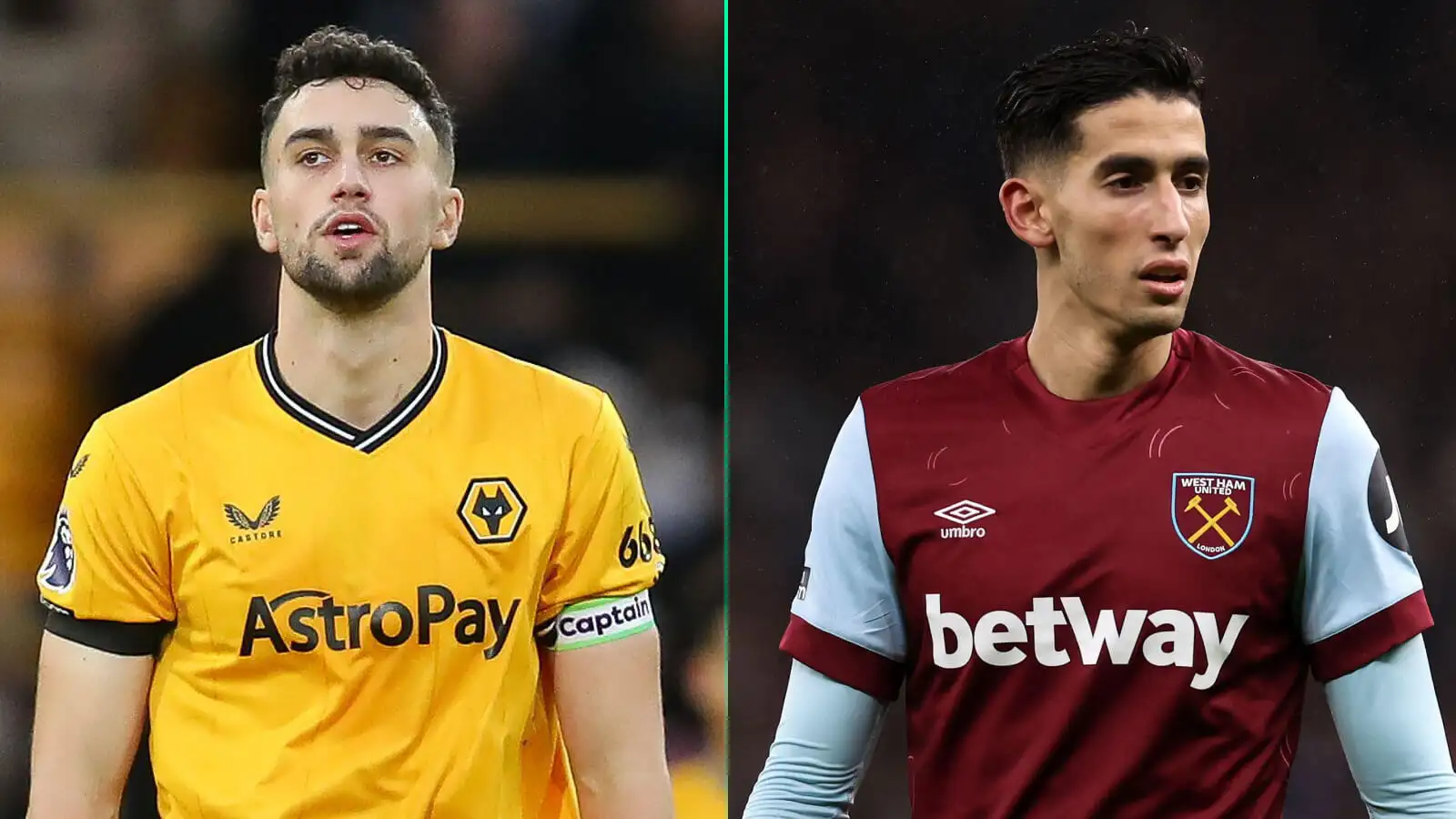 Wolves centre-back Max Kilman, West Ham centre-back Nayef Aguerd