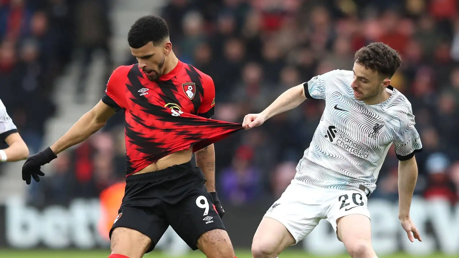 Bournemouth striker Dominic Solanke and Liverpool striker Diogo Jota