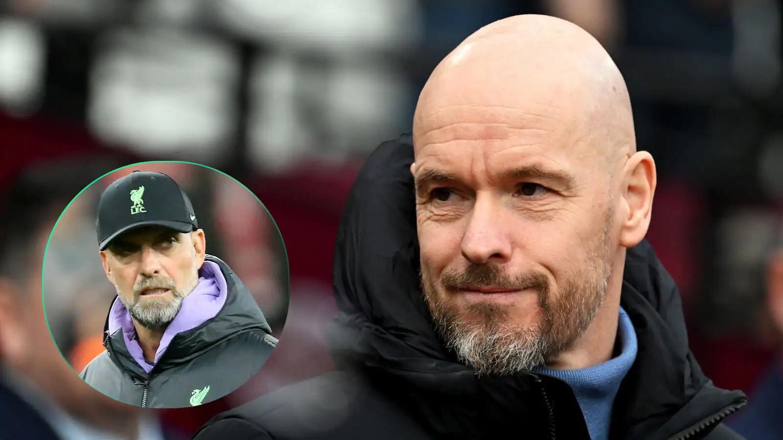 Man Utd manager Erik ten Hag and Liverpool manager Jurgen Klopp