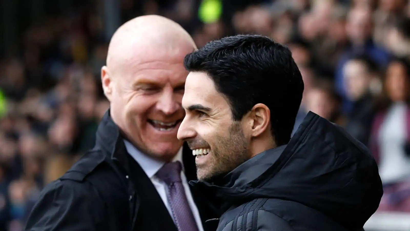 Everton manager Sean Dyche and Arsenal manager Mikel Arteta