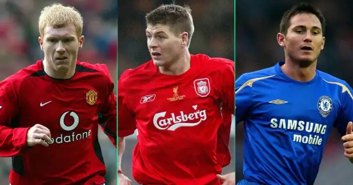 Man Utd Paul Scholes, Liverpool Steven Gerrard, Chelsea Frank Lampard