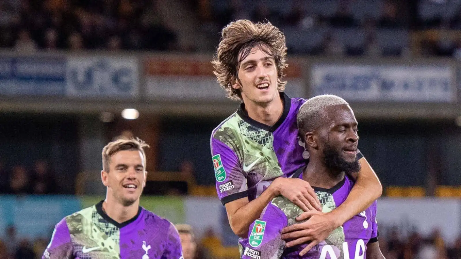 Giovani Lo Celso, Bryan Gil and Tanguy Ndombele of Tottenham